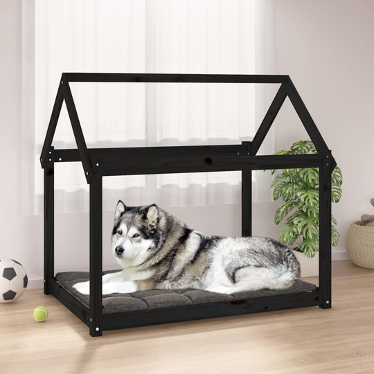 vidaXL Koiransänky musta 111x80x100 cm täysi mänty