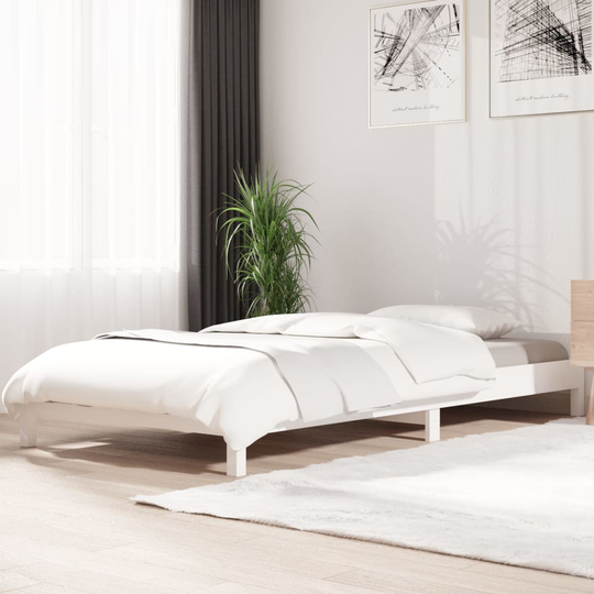 vidaXL Pinottava sänky valkoinen 90x190 cm täysi mänty