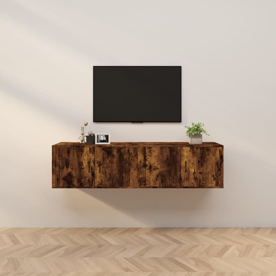 vidaXL Seinäkiinnitettävät TV-kaapit 2 kpl savutammi 80x34,5x40 cm