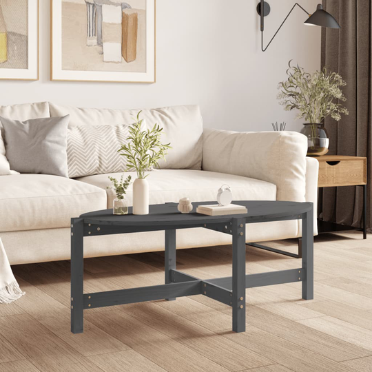 vidaXL Sohvapöytä harmaa 118x63x45 cm täysi mänty