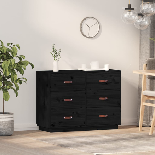 vidaXL Senkki musta 100x40x75 cm täysi mänty
