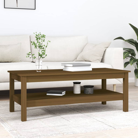 vidaXL Sohvapöytä hunajanruskea 110x50x40 cm täysi mänty