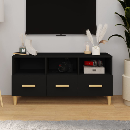 vidaXL TV-taso musta 102x36x50 cm tekninen puu