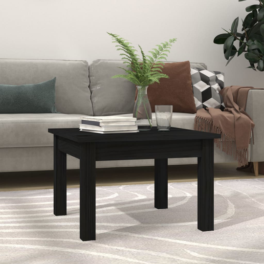 vidaXL Sohvapöytä musta 45x45x30 cm täysi mänty