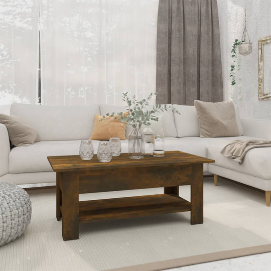 vidaXL Sohvapöytä savutammi 102x55x42 cm lastulevy