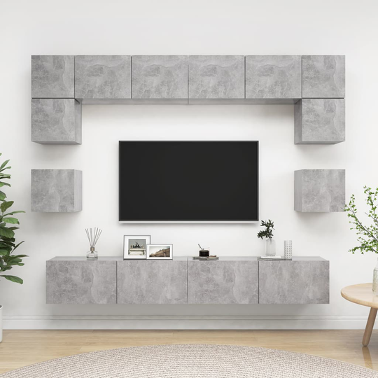 vidaXL 8-osainen TV-kaappisarja betoninharmaa lastulevy