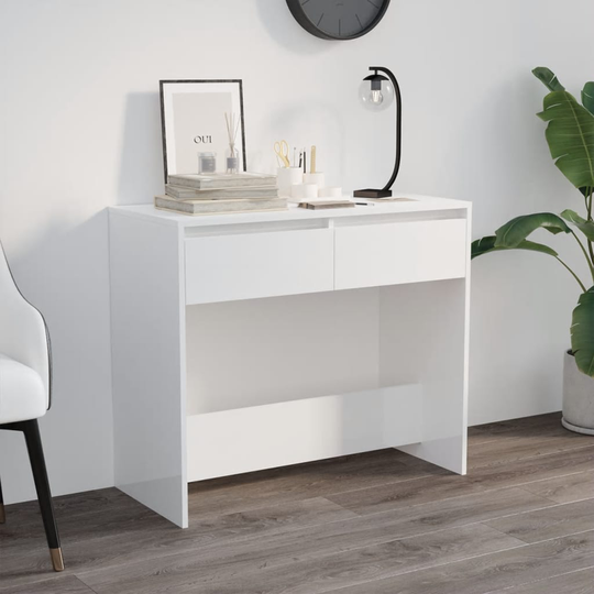 vidaXL Konsolipöytä korkeakiilto valkoinen 89x41x76,5 cm teräs