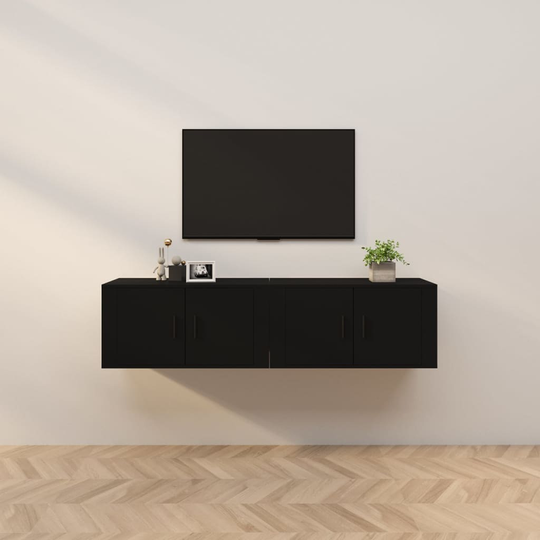 vidaXL Seinäkiinnitettävät TV-kaapit 2 kpl musta 80x34,5x40 cm