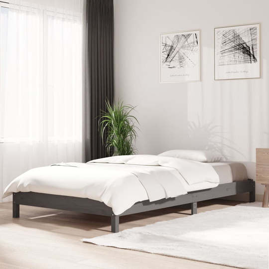 vidaXL Pinottava sänky harmaa 90x200 cm täysi mänty
