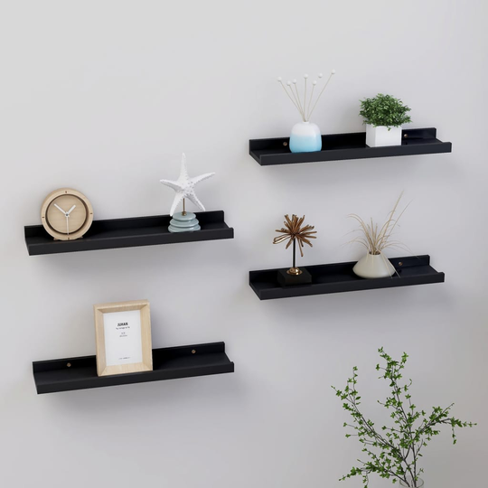 vidaXL Seinähyllyt 4 kpl musta 40x9x3 cm