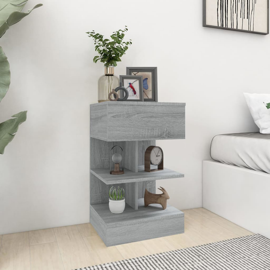vidaXL Yöpöytä harmaa Sonoma 40x35x65 cm tekninen puu