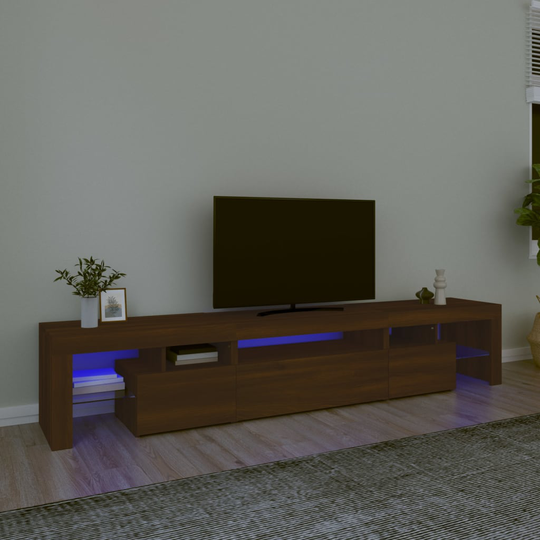 vidaXL TV-taso LED-valoilla ruskea tammi 215x36,5x40 cm