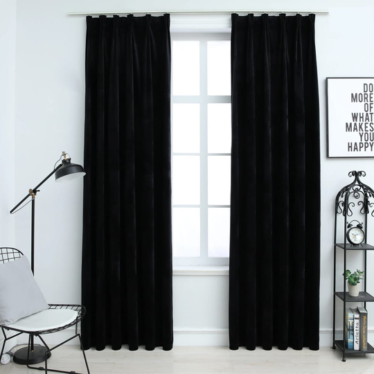 vidaXL Pimennysverhot koukuilla 2 kpl sametti musta 140x245 cm