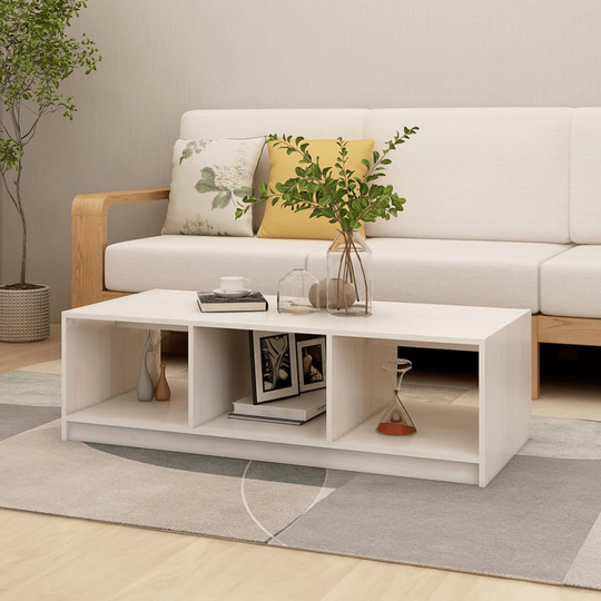 vidaXL Sohvapöytä valkoinen 110x50x34 cm täysi mänty