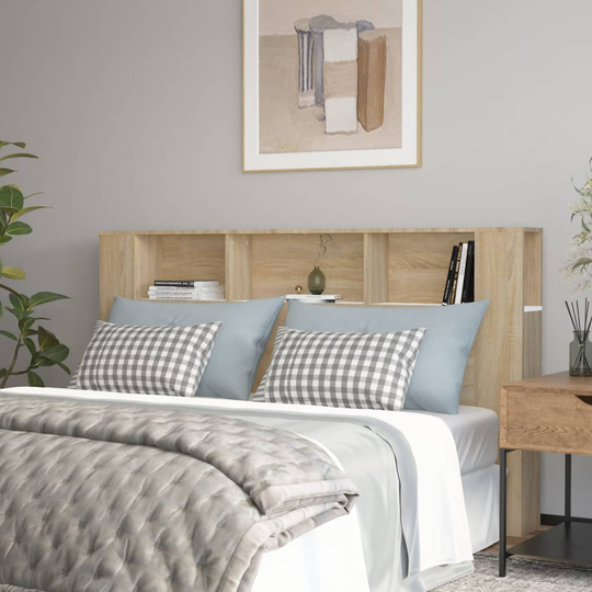 vidaXL Sängynpääty säilytystilalla valk/Sonoma-tammi 180x18,5x104,5 cm