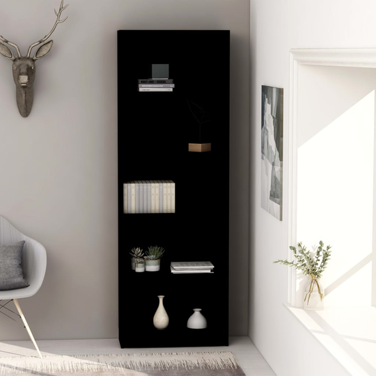 vidaXL 5-tasoinen kirjahylly musta 60x24x175 cm lastulevy