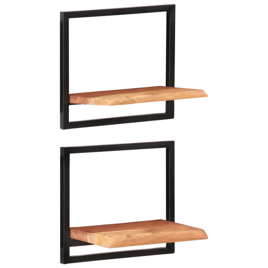 vidaXL Seinähyllyt 2 kpl 40x24x35 cm täysi akasiapuu ja teräs