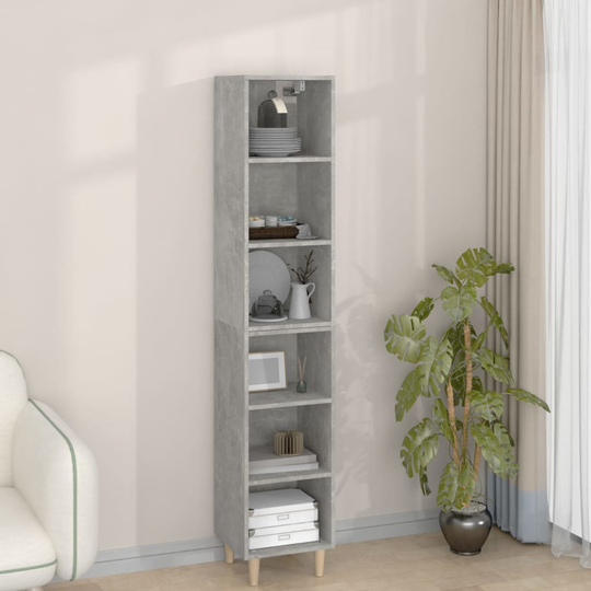 vidaXL Kaappi betoninharmaa 34,5x32,5x180 cm tekninen puu