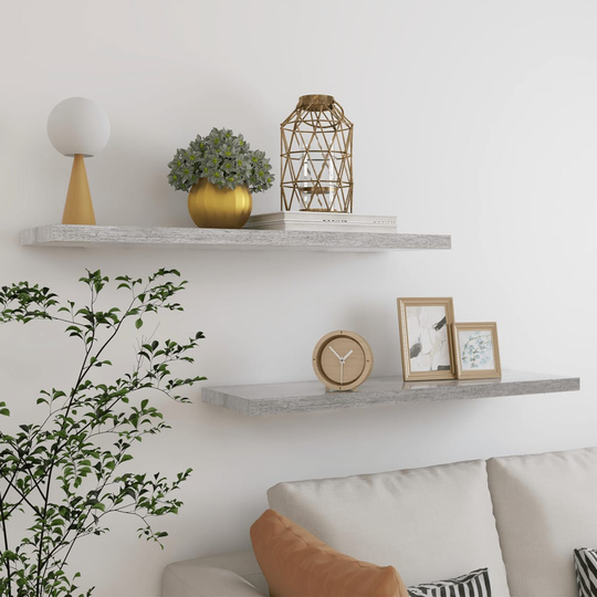 vidaXL Kelluvat seinähyllyt 2 kpl betoninharmaa 90x23,5x3,8 cm MDF