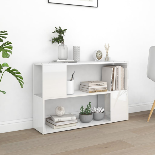 vidaXL Kirjahylly korkeakiilto valkoinen 100x24x63 cm lastulevy