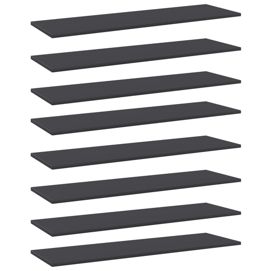 vidaXL Kirjahyllytasot 8 kpl harmaa 100x30x1,5 cm lastulevy