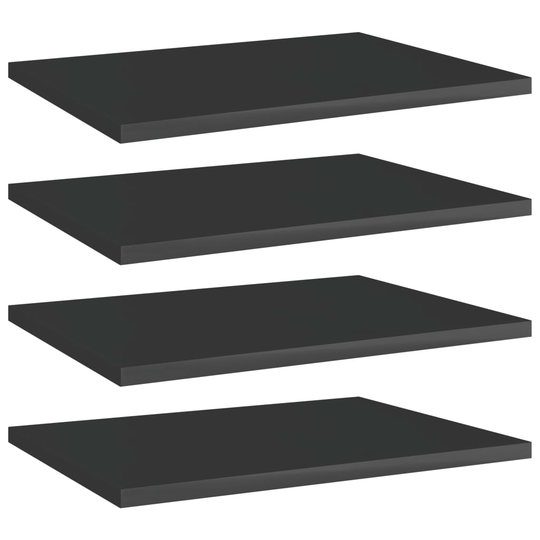 vidaXL Kirjahyllytasot 4 kpl korkeakiilto musta 40x30x1,5 cm lastulevy