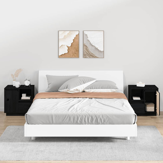 vidaXL Yöpöydät 2 kpl musta 50x34x50 cm täysi mänty