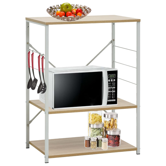 vidaXL Mikroaaltouunikaappi valk. ja tammi 60x39,6x79,5 cm lastulevy