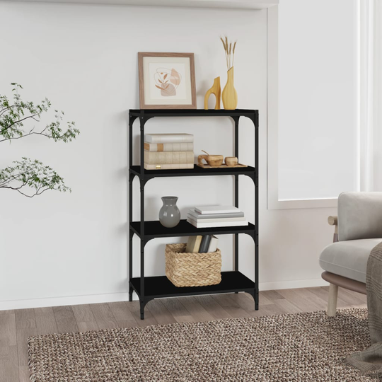 vidaXL Kirjahylly musta 60x33x100 cm tekninen puu ja teräs