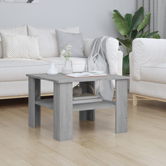 vidaXL Sohvapöytä harmaa Sonoma 60x60x42 cm tekninen puu