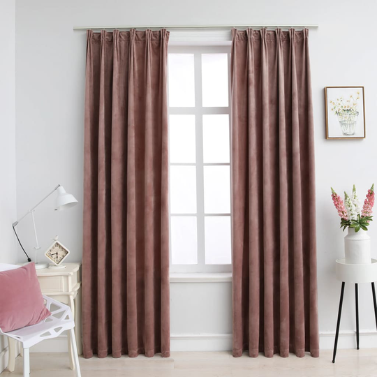 vidaXL Pimennysverhot koukuilla 2 kpl sametti pinkki 140x225 cm