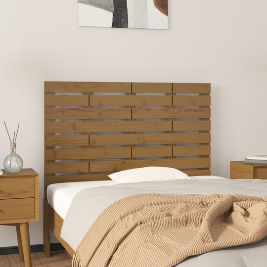 vidaXL Sängynpääty seinälle hunajanruskea 96x3x63 cm täysi mänty