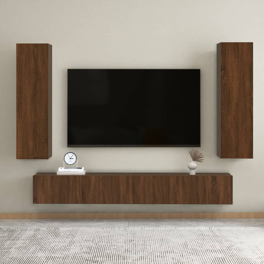 vidaXL Seinäkiinnitettävät TV-tasot 2 kpl ruskea tammi 30,5x30x110 cm