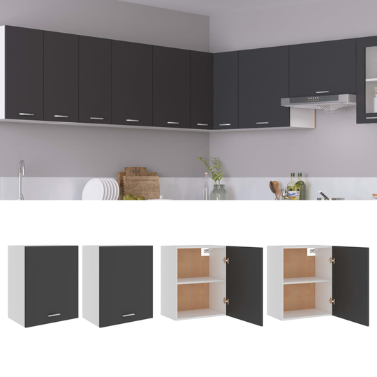 vidaXL Seinäkaapit 2 kpl harmaa 50x31x60 cm lastulevy