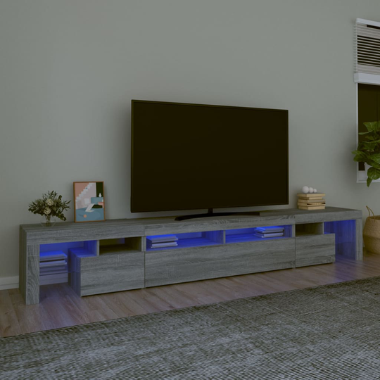 vidaXL TV-taso LED-valoilla harmaa Sonoma 260x36,5x40 cm