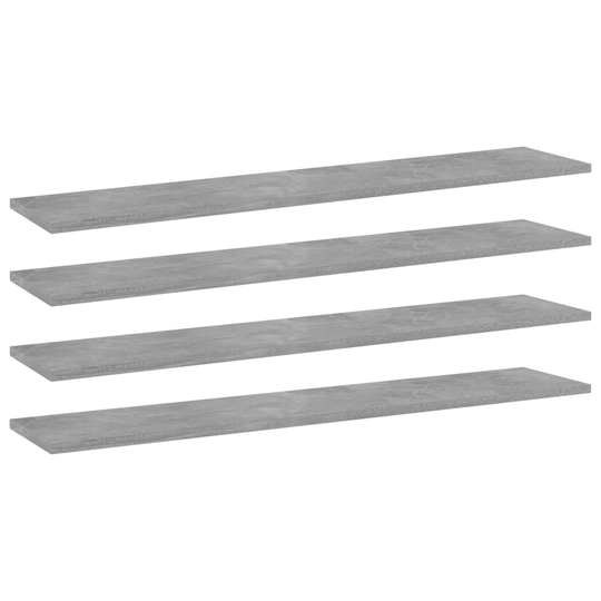 vidaXL Kirjahyllytasot 4 kpl betoninharmaa 100x20x1,5 cm lastulevy