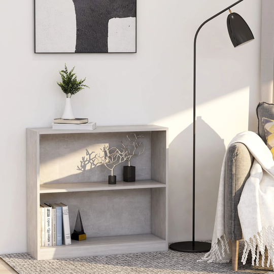 vidaXL Kirjahylly betoninharmaa 80x24x75 cm lastulevy