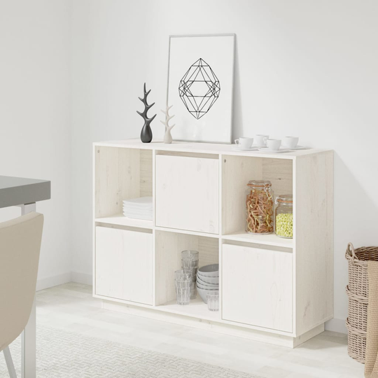vidaXL Senkki valkoinen 110,5x35x80 cm täysi mänty