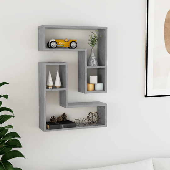 vidaXL Seinähyllyt 2 kpl betoninharmaa 50x15x50 cm lastulevy