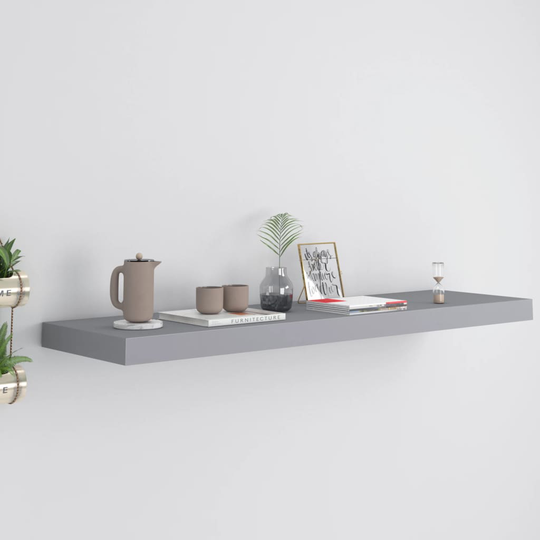 vidaXL Kelluva seinähylly harmaa 90x23,5x3,8 cm MDF