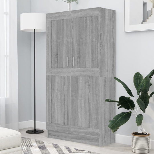 vidaXL Kirjakaappi harmaa Sonoma 82,5x30,5x150 cm tekninen puu
