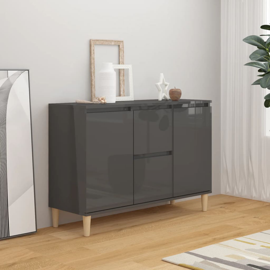 vidaXL Senkki korkeakiilto harmaa 103,5x35x70 cm lastulevy