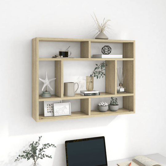 vidaXL Seinähylly Sonoma-tammi 75x16x55 cm lastulevy