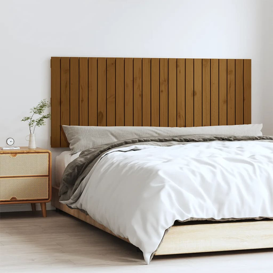 vidaXL Sängynpääty seinälle hunajanruskea 147x3x60 cm täysi mänty