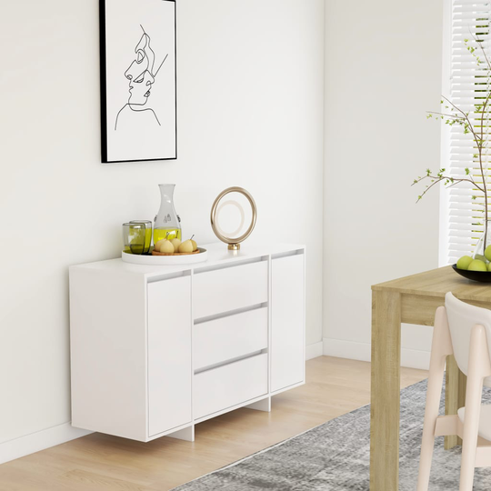 vidaXL Senkki 3 vetolaatikkoa valkoinen 120x41x75cm lastulevy
