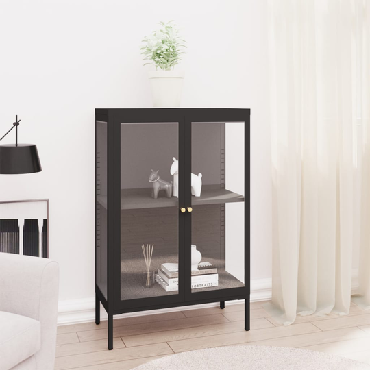 vidaXL Senkki musta 75x35x105 cm teräs ja lasi