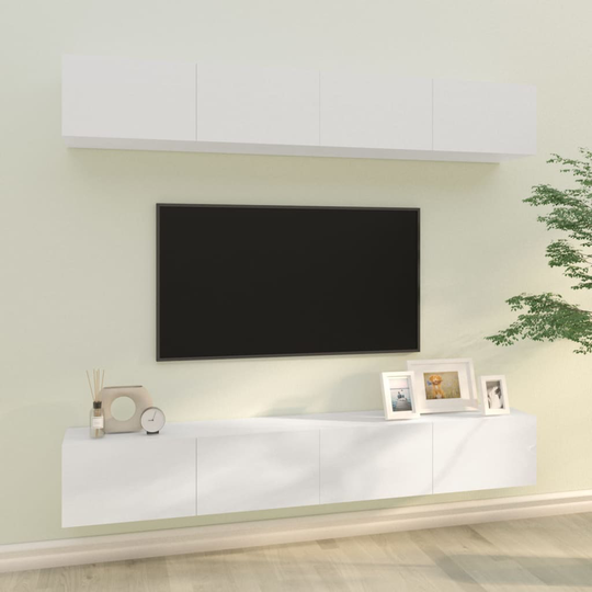 vidaXL TV-seinäkaapit 4 kpl korkeakiilto valkoinen 100x30x30 cm