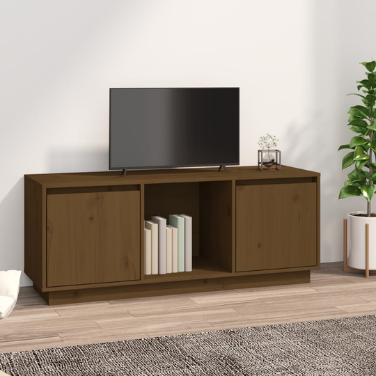 vidaXL TV-taso hunajanruskea 110,5x35x44 cm täysi mänty