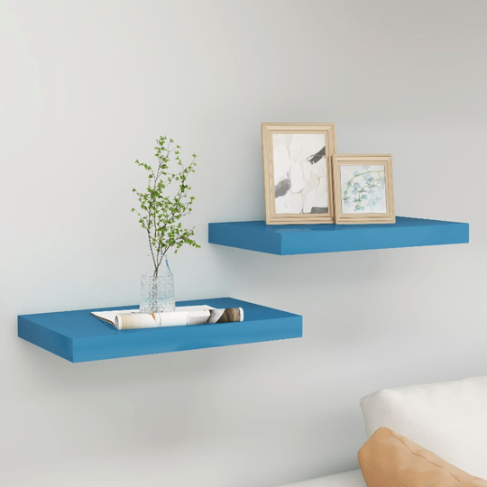 vidaXL Kelluvat seinähyllyt 2 kpl sininen 50x23x3,8 cm MDF
