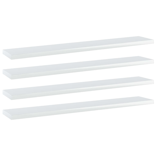 vidaXL Kirjahyllytasot 4 kpl korkeakiilto valk. 60x10x1,5 cm lastulevy